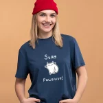 T-shirt granatowy damski stay pawsitive